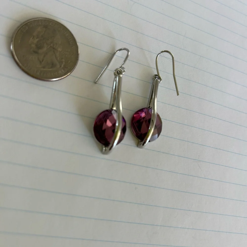 Swarovski Crystal amethyst drop earrings - Picture 2 of 5